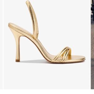 Larroude Gold Strappy Heels